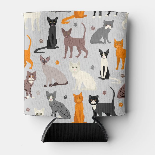 Enfriador De Latas Impresiones de gatos y pintas (Anverso)