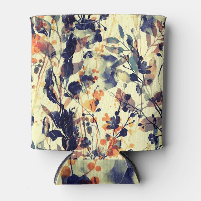 Enfriador De Latas Impresiones de la Naturaleza: Floral deja sin inco (Anverso)