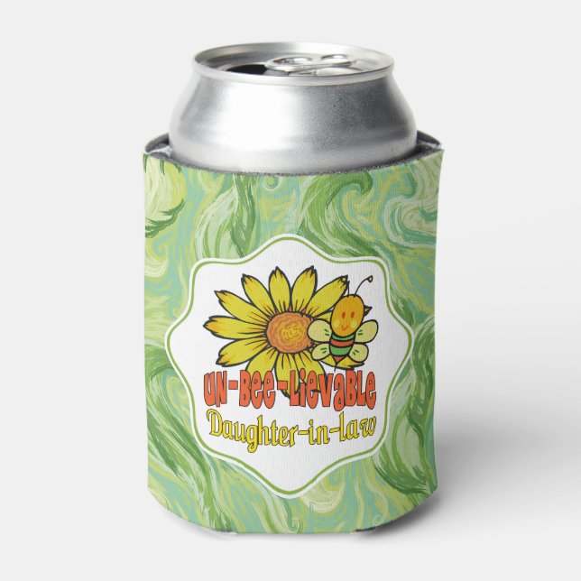 Enfriador De Latas Increíble hijastro girasol y abejas (Lata Anverso)