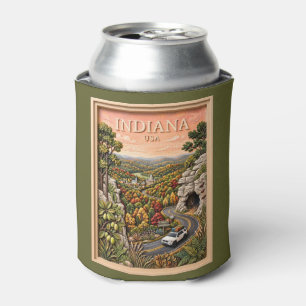 Enfriador De Latas Indiana viaje por carretera naturaleza vintage cue