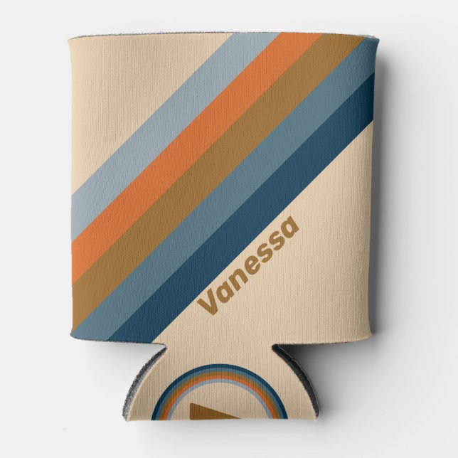 Enfriador De Latas Indigo Horizon Stripes with Name (Anverso)