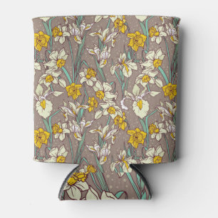 Enfriador De Latas Iris Narcissus Flores Vintage Seamless
