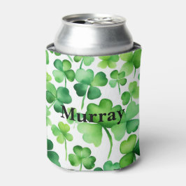 Enfriador De Latas Irlanda Verde Shamrock Irlandés Apellido Personali
