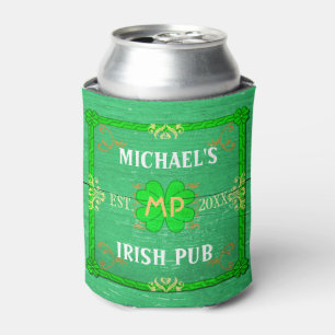 Enfriador De Latas Irlandés Pub Custom Name Home Bar Green St Patrick