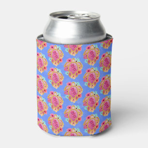 Enfriador De Latas Isla Azul Rosa Tropical Turdus Floral