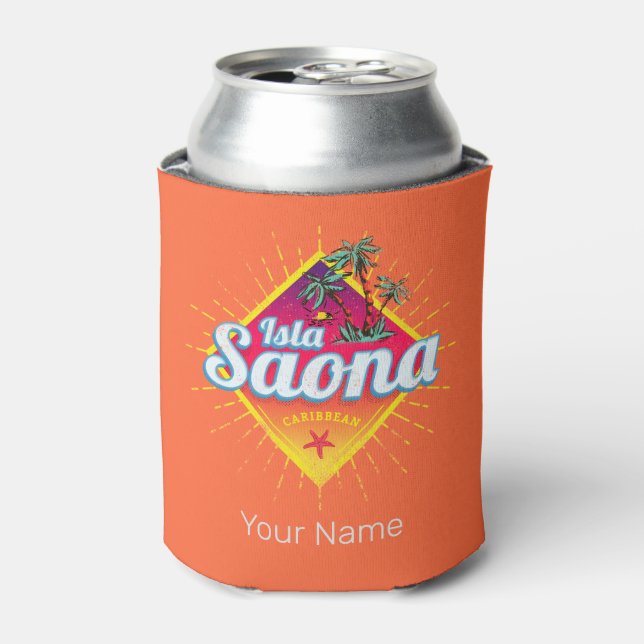 Enfriador De Latas Isla Saona Caribe República Dominicana Retro (Lata Anverso)