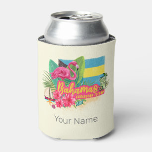 Enfriador De Latas Islas del Caribe retro flamingo vintage