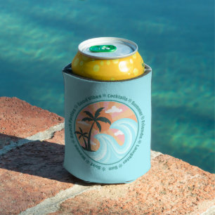 Enfriador De Latas Islas Tropicales Hawaianas Palmeras Buenas vibraci