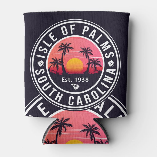 Enfriador De Latas Isle Palms Florida Retro Sunset Souvenir (Anverso)