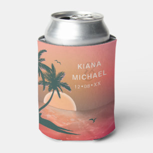 Enfriador De Latas Isle tropical Sunrise Boda Pink ID581