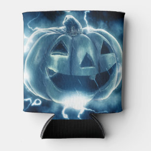 Enfriador De Latas jack-o-lantern en la lluvia