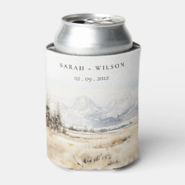 Enfriador De Latas Jackson Hole Wyoming Watercolor Landscape Wedding