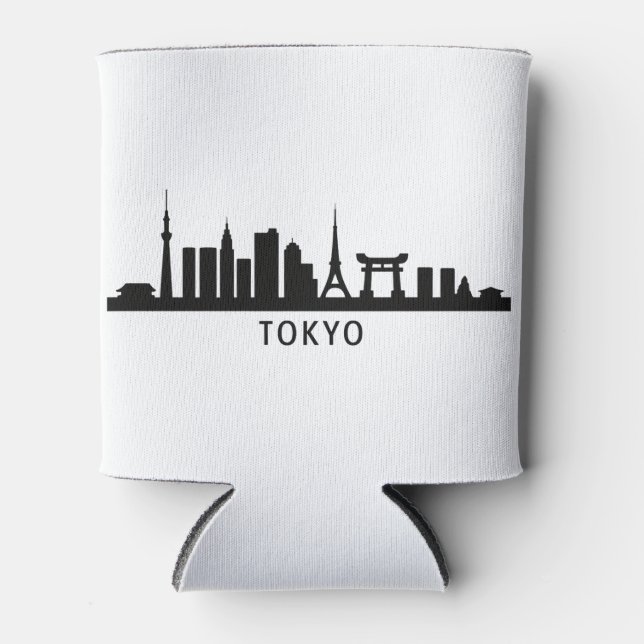 Enfriador De Latas Japan Cityscape Travel | Tokyo Skyline Silhouette (Anverso)