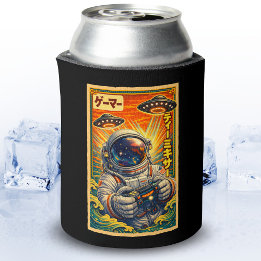 Enfriador De Latas Japanese Retro Vintage UFO Astronaut Funny Gamer