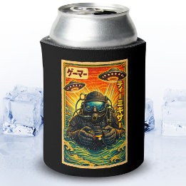 Enfriador De Latas Japanese Retro Vintage UFO Scuba Diver Funny Gamer