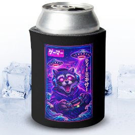 Enfriador De Latas Japanese Synthwave Sci Fi UFO Raccoon Cool Gamer