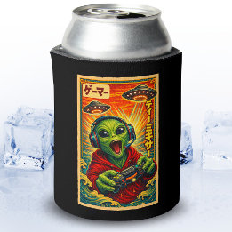 Enfriador De Latas Japonés Retro Vintage OVNI Alien Divertido Jugador