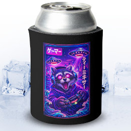 Enfriador De Latas Japonés Synthwave Ciencia Ficción OVNI Mapache Gen
