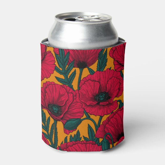 Enfriador De Latas Jardín de amapola roja (Lata Anverso)