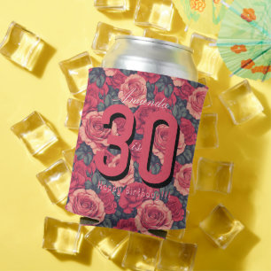 Enfriador De Latas Jardín de Cumpleaños con Flor de Rosa Inspirada en