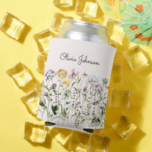 Enfriador De Latas Jardín de flores silvestres con nombre personaliza
