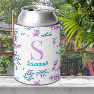 Enfriador De Latas Jardín Floral Acuarela Personalizado Precioso