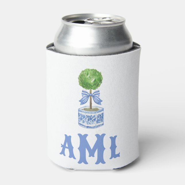 Enfriador De Latas Jardín Topiary de Bambú | Monograma (Lata Anverso)