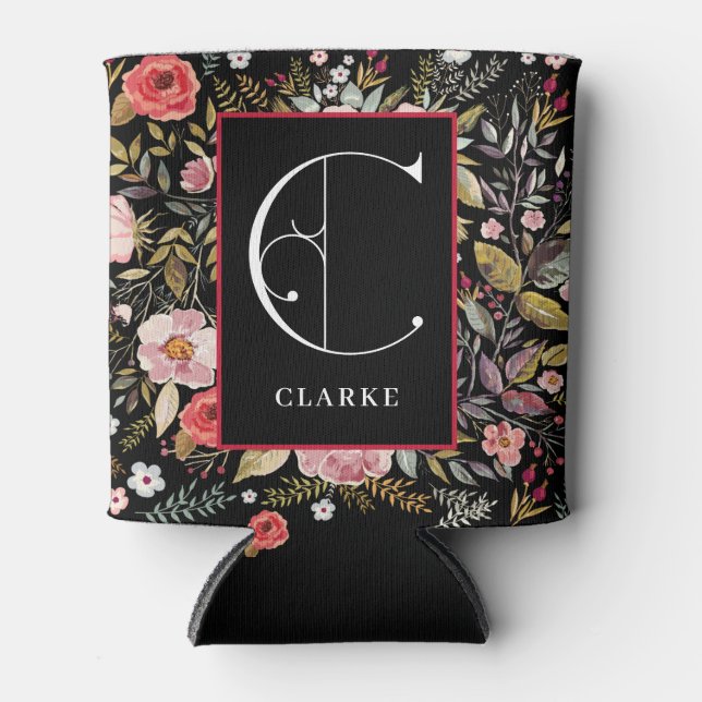 Enfriador De Latas Jardín victoriano, Monograma C, personalizado (Anverso)