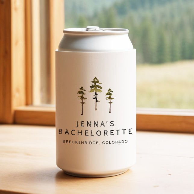 Enfriador De Latas JENNA Pine Tree Camp Mountain Bachelorette (Subido por el creador)