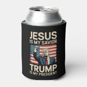 Enfriador De Latas Jesús es mi salvador Trump es mi presidente 47 EE.