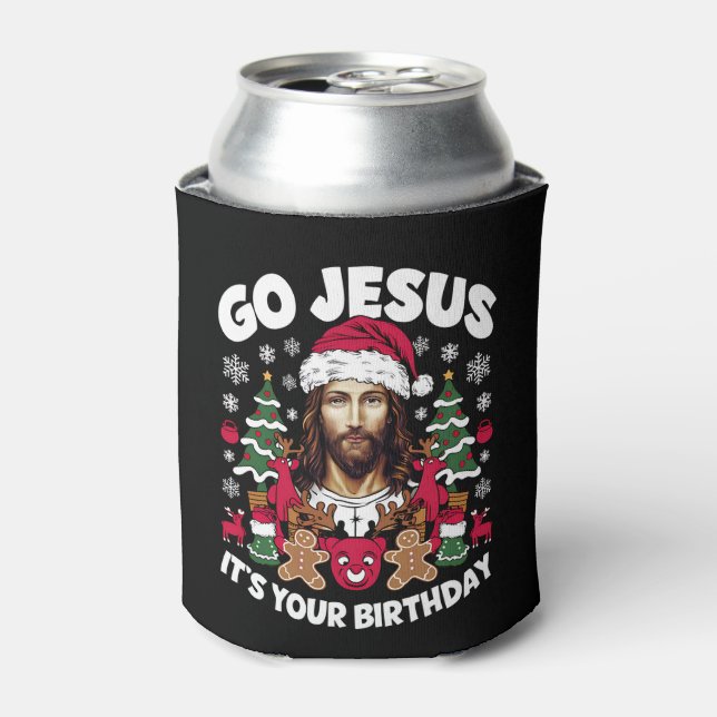 Enfriador De Latas Jesús es tu dulce Navidad feo de cumpleaños (Lata Anverso)