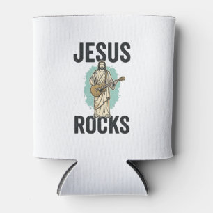 Enfriador De Latas Jesús Rocks Guitar Grabado Cristiano Vintage Des