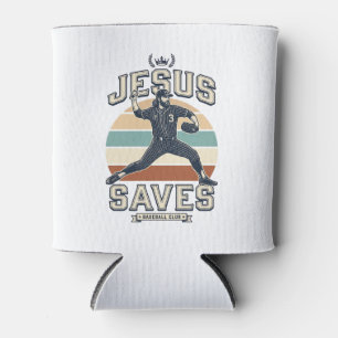 Enfriador De Latas Jesús salva béisbol vintage diseño vectorial crist