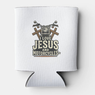 Enfriador De Latas Jesús y motocicletas diseño de ciclista cristiano 