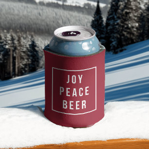 Enfriador De Latas Joy Peace Beer Festividad divertida roja y blanc