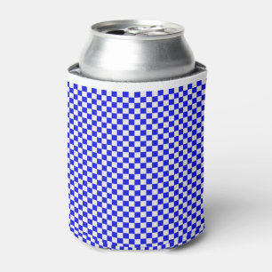 Enfriador De Latas Jugado De Gingham Azul Y Blanco