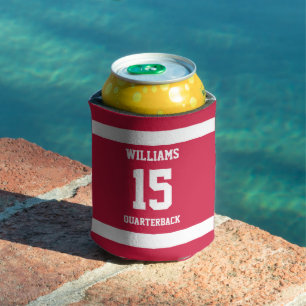 Enfriador De Latas Jugador de Deportes Rojo y Negro