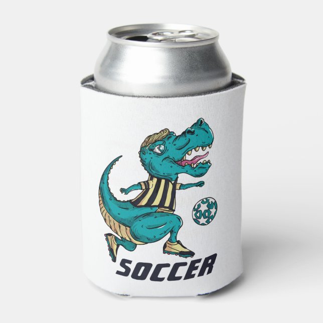 Enfriador De Latas Jugador de fútbol T-Rex (Lata Anverso)