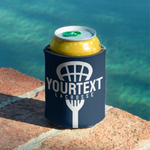 Enfriador De Latas Jugador de Lacrosse TEXTO PERSONALIZADO Equipo Mal