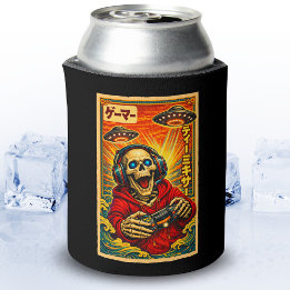 Enfriador De Latas Jugador divertido esqueleto OVNI vintage retro jap