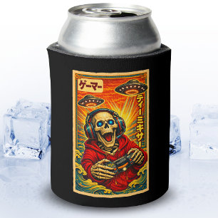 Enfriador De Latas Jugador divertido esqueleto OVNI vintage retro jap