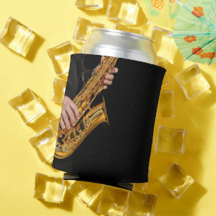 Enfriador De Latas Jugador saxofonista toca jazz saxofonista