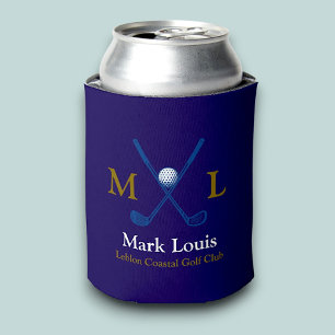 Enfriador De Latas Jugadores de golf Monograma azul personalizado