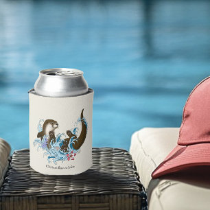 Enfriador De Latas Juguuetón Azul Nutria de Río Caprichosa Salpicadur