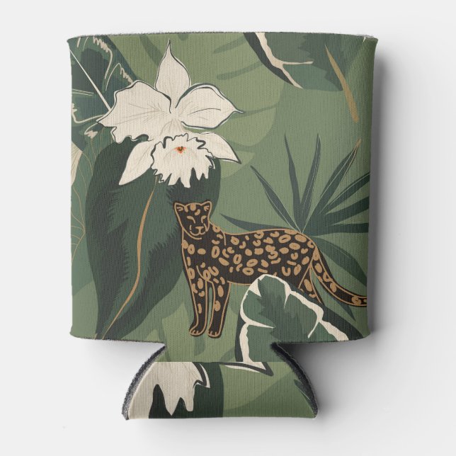 Enfriador De Latas Jungla abstracta: Patrón creativo de leopardos (Anverso)