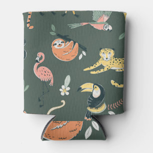 Enfriador De Latas Jungle Animales Flora vintage Fauna