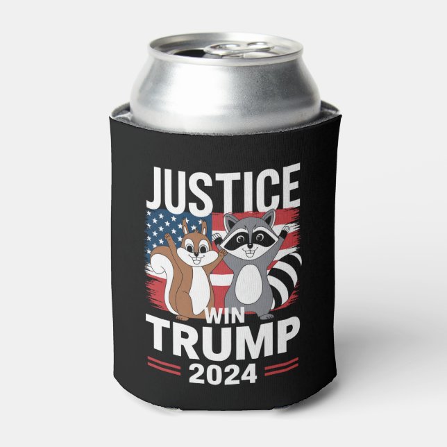 Enfriador De Latas Justicia para el cacahuete gana a Trump 2024 (Lata Anverso)