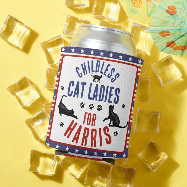 Enfriador De Latas Kamala Harris Presidente 2024 Gato femenino (Verano in situ)