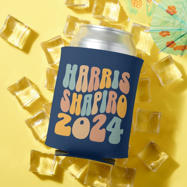 Enfriador De Latas Kamala Harris Shapiro Waviro Textos Retro Trendy (Verano in situ)