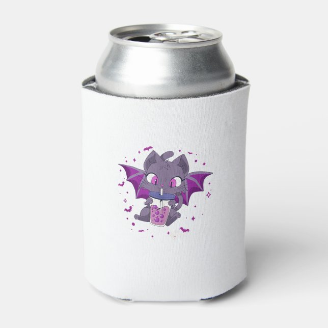 Enfriador De Latas Kawaii Halloween Cat Boba Cute Anime Chicas adoles (Lata Anverso)